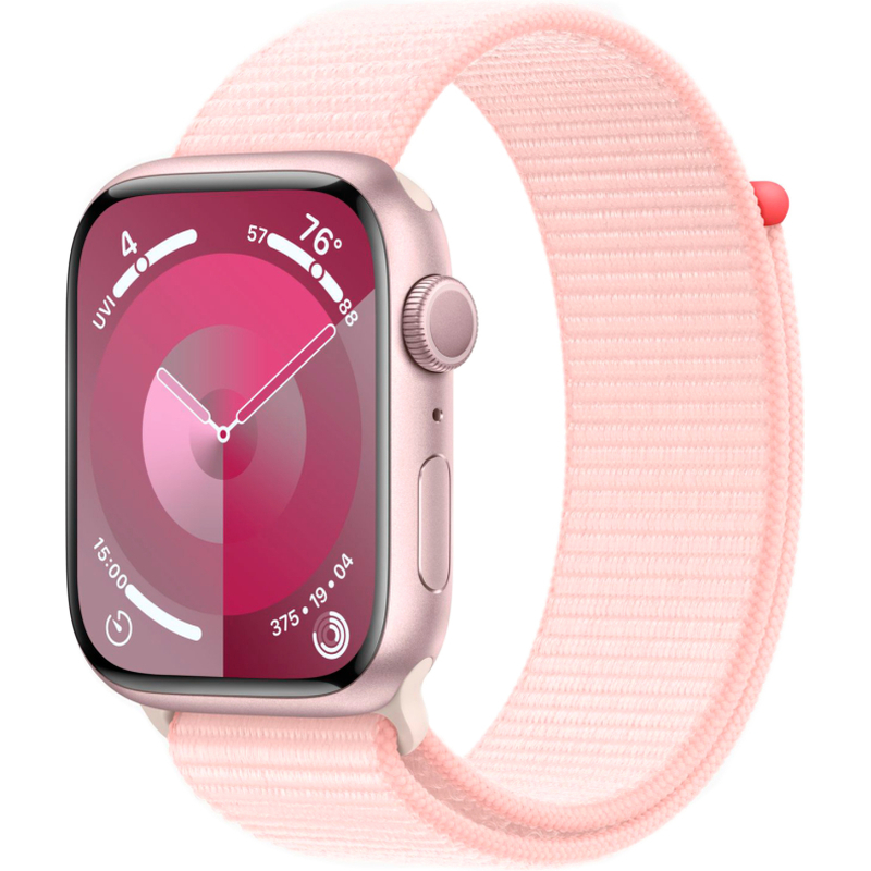 Apple Watch Series 9, 45 мм, корпус из алюминия розового цвета, ремешок нежно-розового цв Apple Watch Series 9, 45 мм, корпус из алюминия розового цвета, ремешок нежно-розового цв
