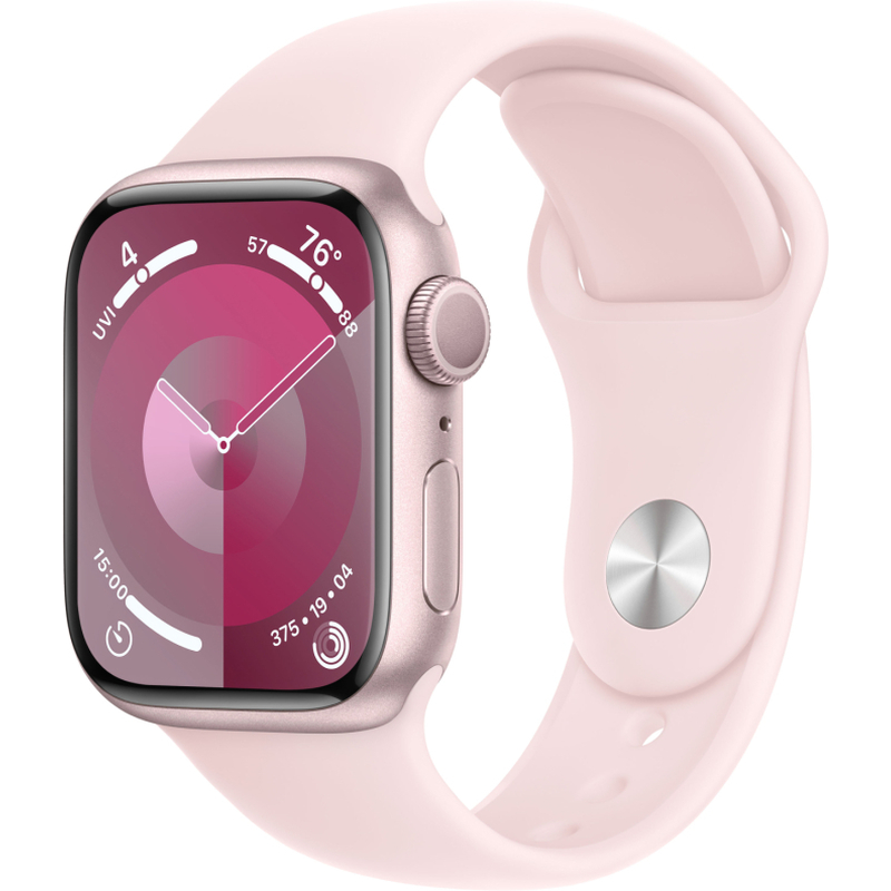 Apple Watch Series 9, 45 мм, корпус из алюминия розового цвета, спортивный ремешок нежно-розового цв Apple Watch Series 9, 45 мм, корпус из алюминия розового цвета, спортивный ремешок нежно-розового цв