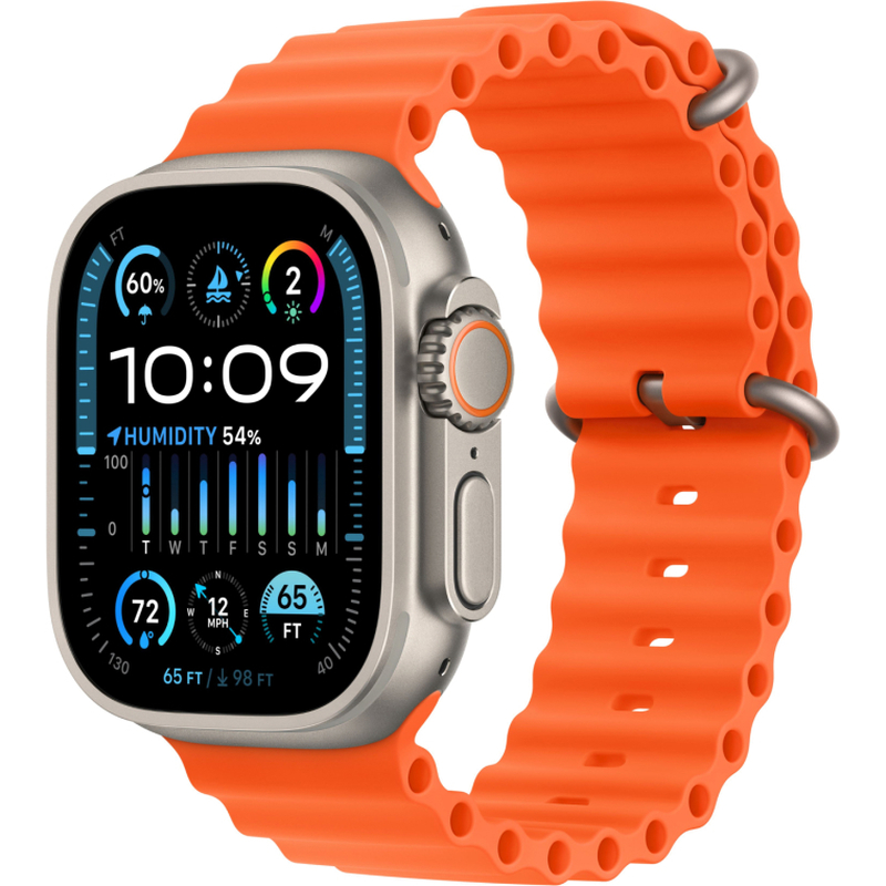 Apple Watch Ultra 2 GPS + Cellular, 49 мм, корпус из титана, ремешок Ocean оранжевого цвета Apple Watch Ultra 2 GPS + Cellular, 49 мм, корпус из титана, ремешок Ocean оранжевого цвета