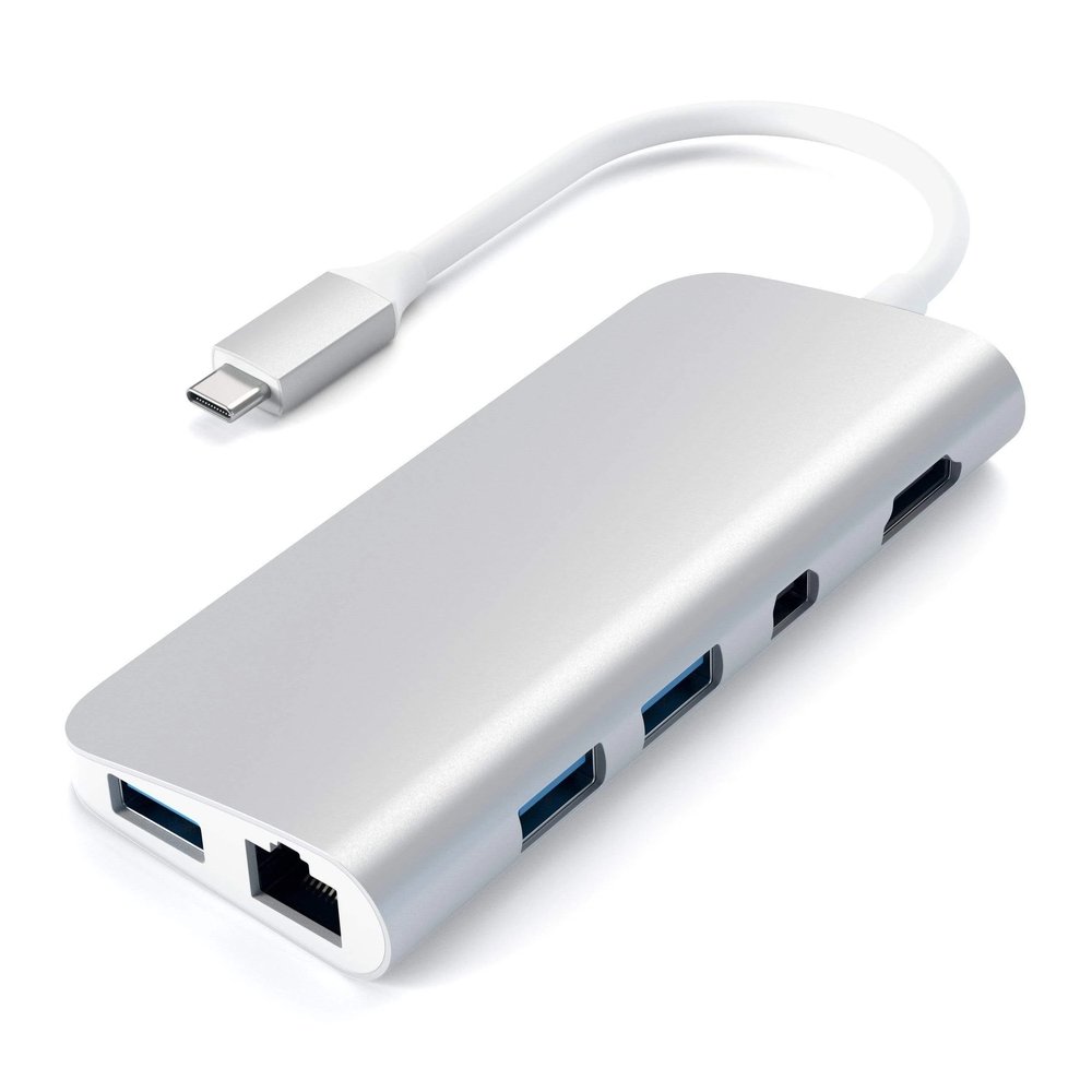 USB адаптер Satechi Aluminium Type-C Multimedia Adapter.Цвет серебряный.