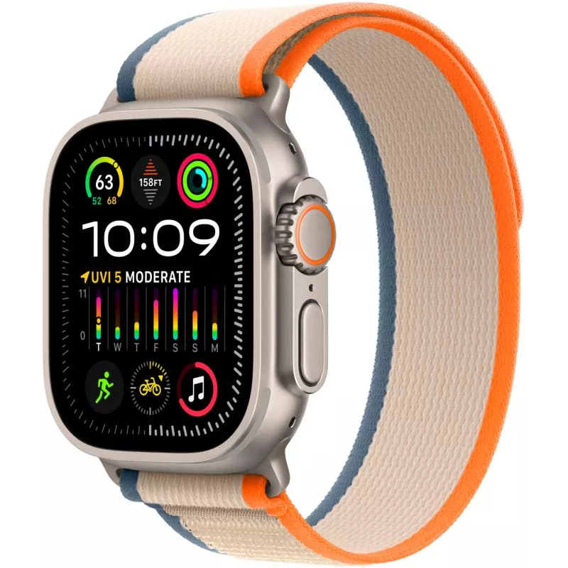 Apple Watch Ultra 2 GPS + Cellular, 49 мм, корпус из титана, ремешок Trail оранжевого/бежевого цвета Apple Watch Ultra 2 GPS + Cellular, 49 мм, корпус из титана, ремешок Trail оранжевого/бежевого цвета
