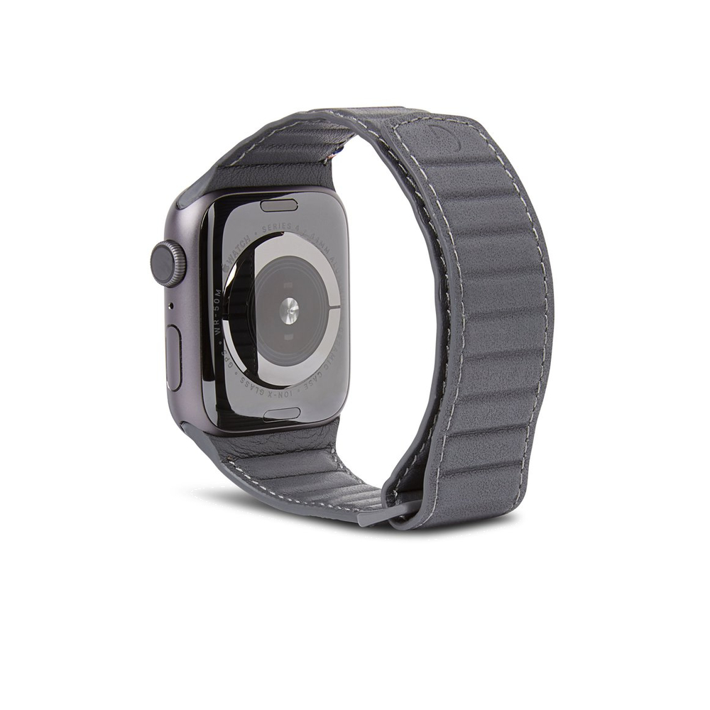  Ремешок Decoded Leather Magnetic Traction Strap для Apple Watch 6/SE/5/4 (40mm) кожа, черно-серый