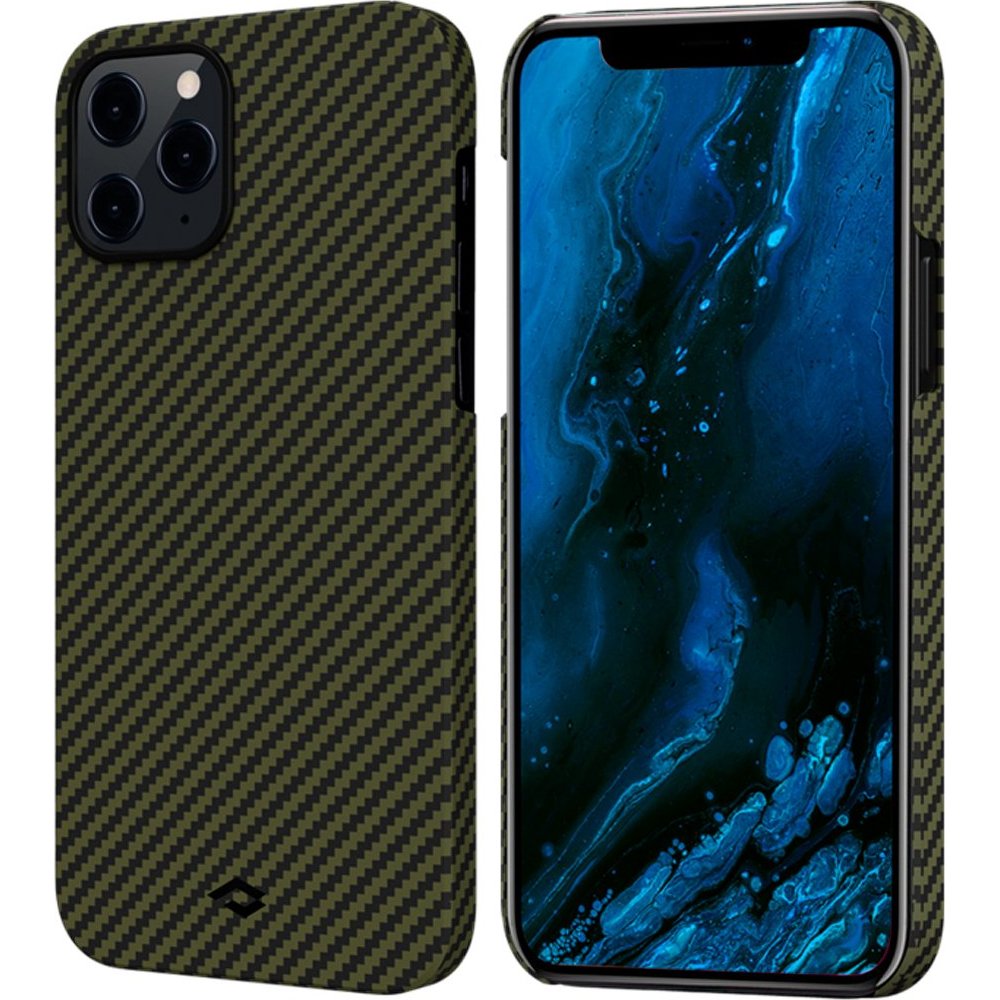 Чехол Pitaka MagEZ Case для iPhone 12 Pro Max, черно-зеленый, кевлар (арамид) 