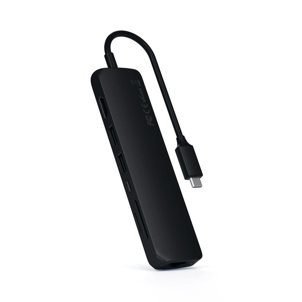 USB-C адаптер Satechi Type-C Slim Multiport with Ethernet Adapter. Цвет черный.