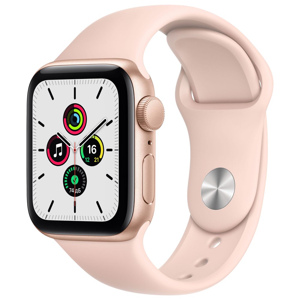 Apple Watch SE GPS, 40mm Gold Aluminium Case with Pink Sand Sport Band - Regular Apple Watch SE GPS, 40mm Gold Aluminium Case with Pink Sand Sport Band - Regular