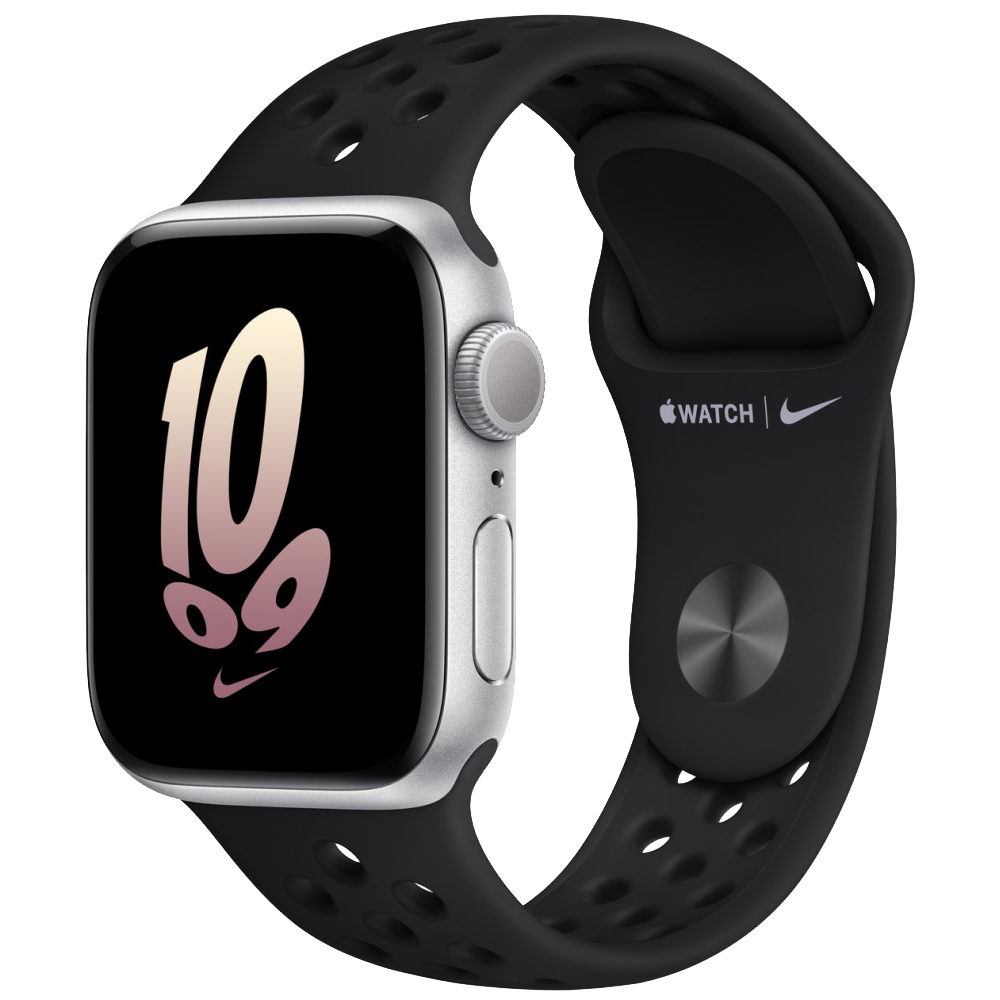 Часы Apple Watch Nike SE 2022 GPS 44мм корпус из алюминия серебро + ремешок Черный