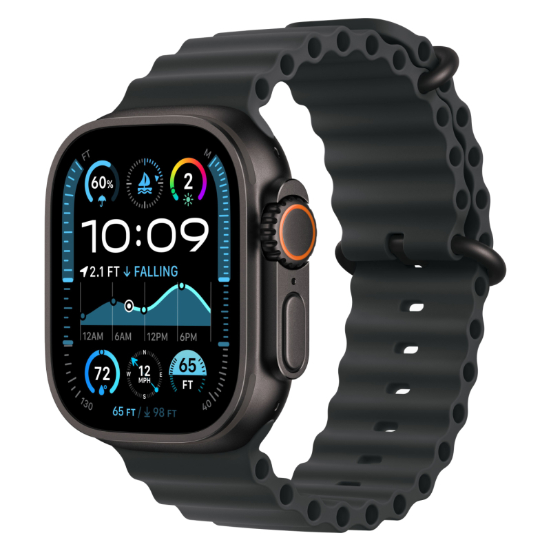 Apple Watch Ultra 2 GPS + Cellular, 49 мм, корпус из черного титана, ремешок Ocean черного цвета Apple Watch Ultra 2 GPS + Cellular, 49 мм, корпус из черного титана, ремешок Ocean черного цвета