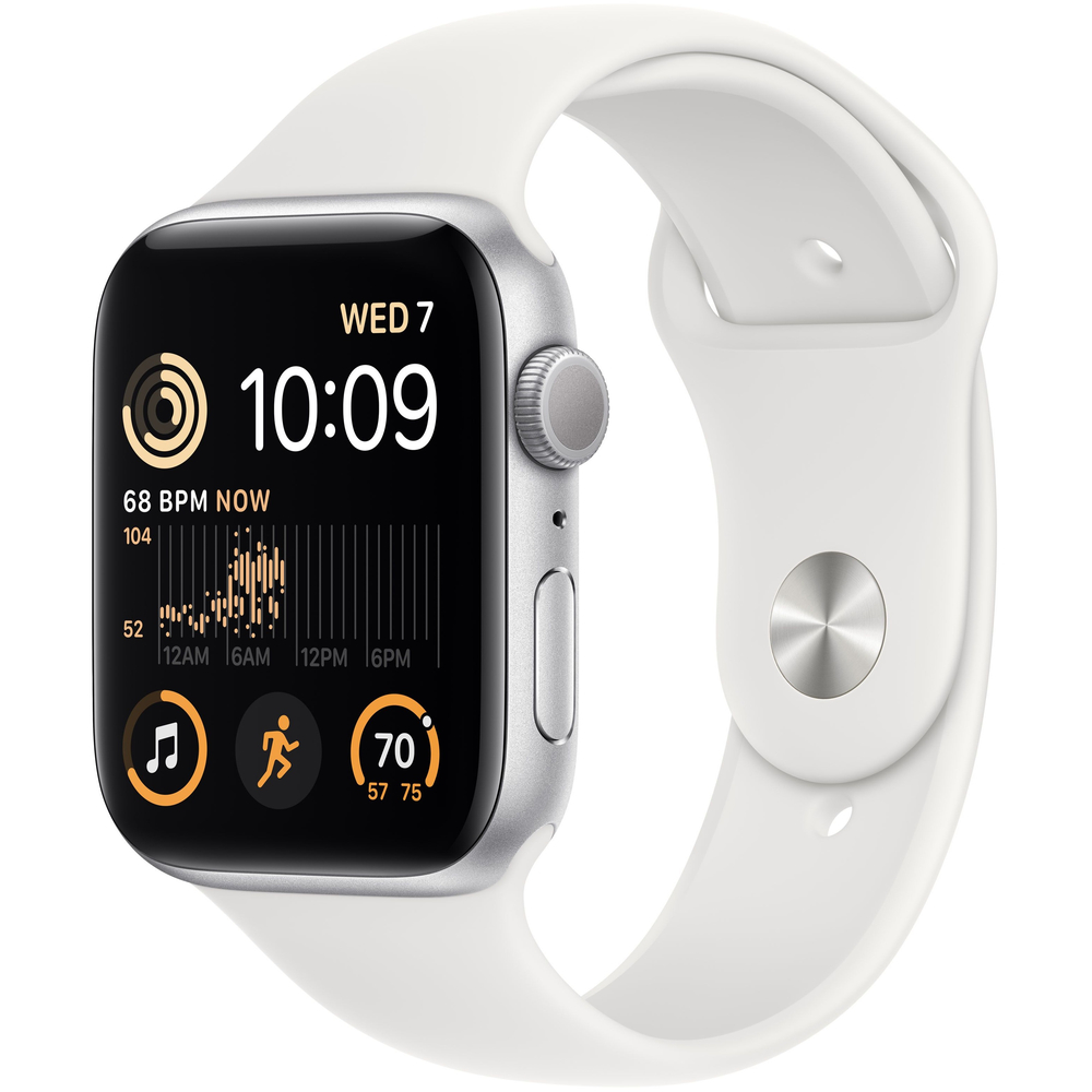 Часы Apple Watch SE 2022 GPS 44мм корпус из алюминия серебро + ремешок Белый