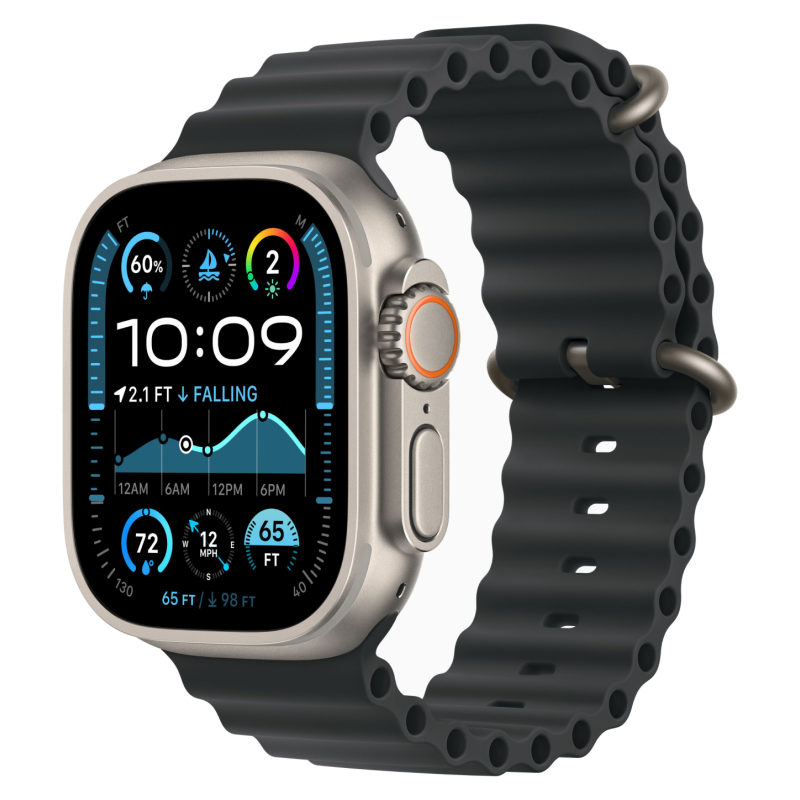 Apple Watch Ultra 2 GPS + Cellular, 49 мм, корпус из бежевого титана, ремешок Ocean черного цвета Apple Watch Ultra 2 GPS + Cellular, 49 мм, корпус из бежевого титана, ремешок Ocean черного цвета