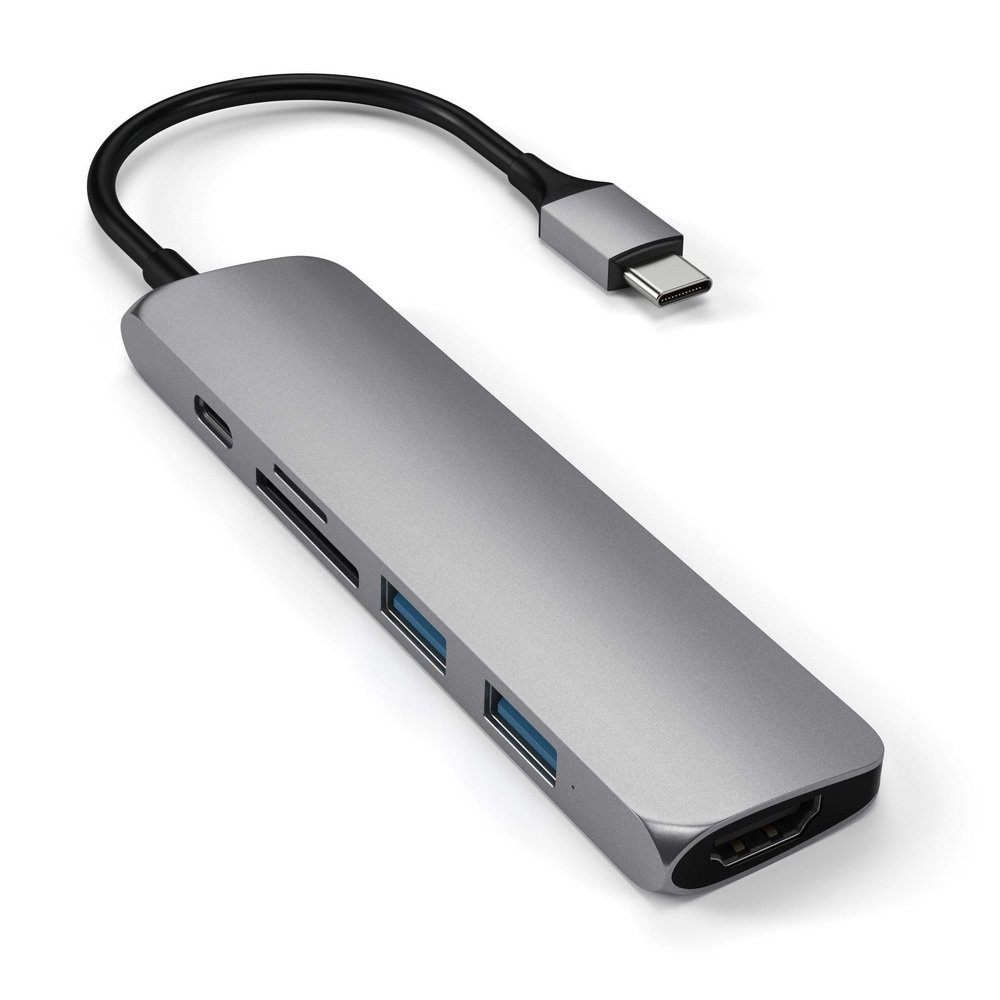 USB-C адаптер Satechi Type-C Slim Multiport Adapter V2. Интерфейс USB-C.Цвет серый космос  