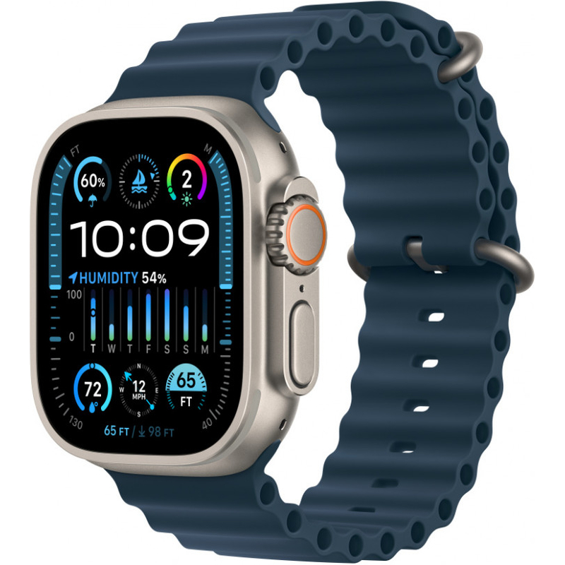 Apple Watch Ultra 2 GPS + Cellular, 49 мм, корпус из титана, ремешок Ocean синего цвета Apple Watch Ultra 2 GPS + Cellular, 49 мм, корпус из титана, ремешок Ocean синего цвета