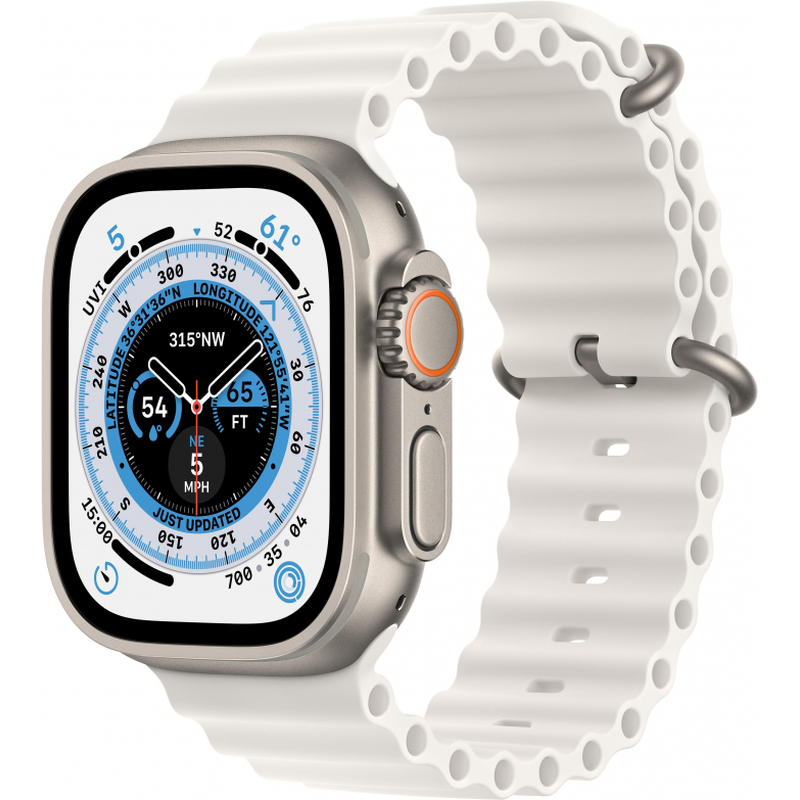 Apple Watch Ultra 2 GPS + Cellular, 49 мм, корпус из титана, ремешок Ocean белого цвета Apple Watch Ultra 2 GPS + Cellular, 49 мм, корпус из титана, ремешок Ocean белого цвета