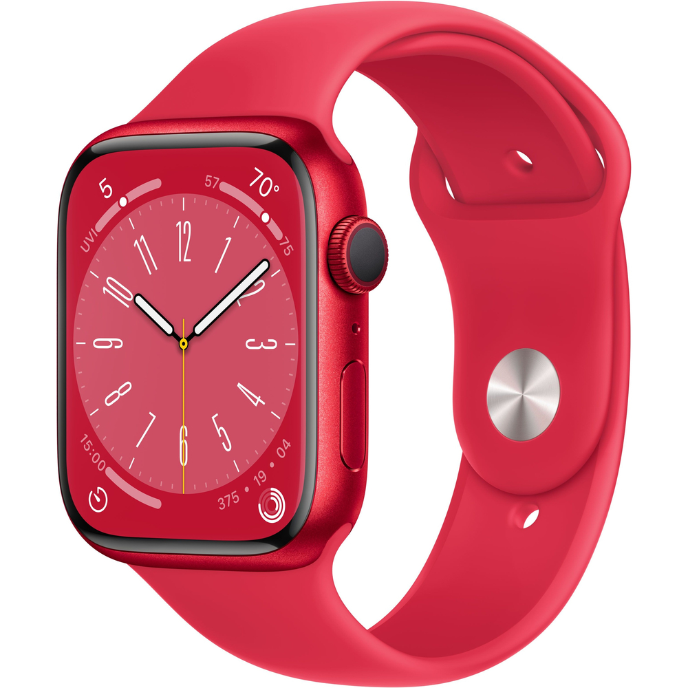 Apple Watch Series 8, 45 мм, корпус из алюминия цвета (PRODUCT)RED, спортивный ремешок цвета (PRODUC