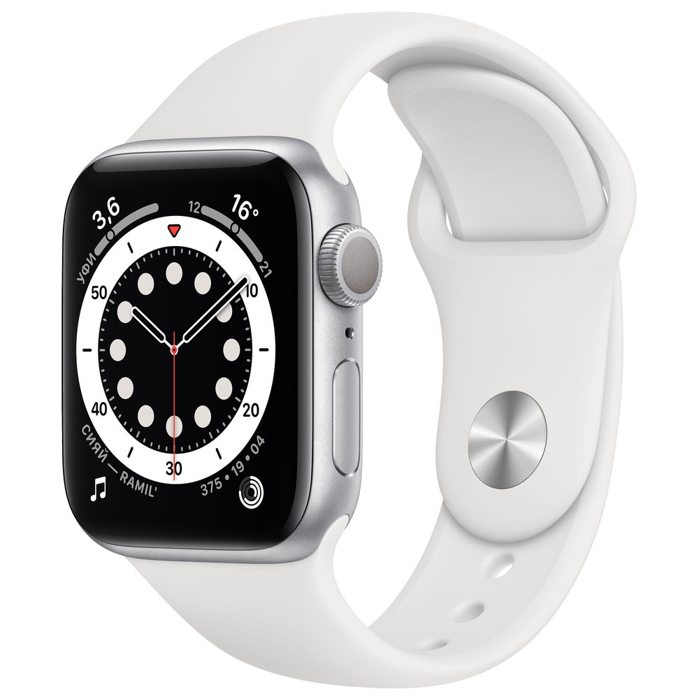 Apple Watch Series 6 GPS, 40mm Silver Aluminium Case with White Sport Band - Regular