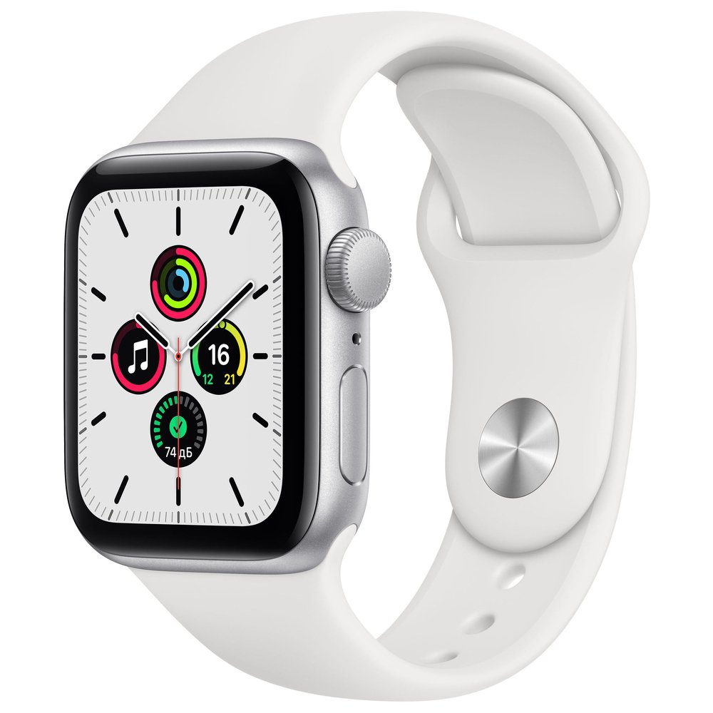 Apple Watch SE GPS, 40mm Silver Aluminium Case with White Sport Band - Regular Apple Watch SE GPS, 40mm Silver Aluminium Case with White Sport Band - Regular