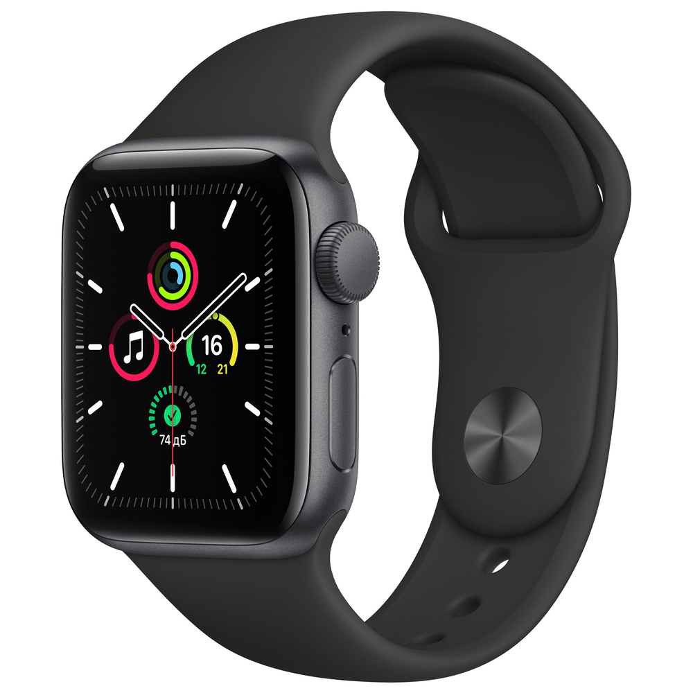 Apple Watch SE GPS, 40mm Space Gray Aluminium Case with Black Sport Band - Regular Apple Watch SE GPS, 40mm Space Gray Aluminium Case with Black Sport Band - Regular