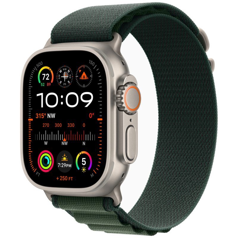 Apple Watch Ultra 2 GPS + Cellular, 49 мм, корпус из бежевого титана, ремешок Alpine зеленого цвета Apple Watch Ultra 2 GPS + Cellular, 49 мм, корпус из бежевого титана, ремешок Alpine зеленого цвета