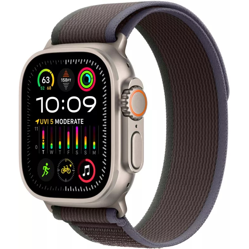 Apple Watch Ultra 2 GPS + Cellular, 49 мм, корпус из титана, ремешок Trail синего/черного цвета Apple Watch Ultra 2 GPS + Cellular, 49 мм, корпус из титана, ремешок Trail синего/черного цвета