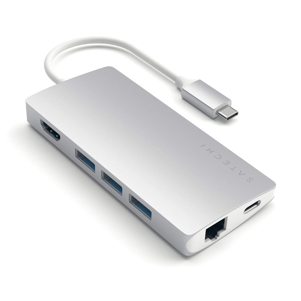 USB- концентратор Satechi Aluminum Multi-Port Adapter V2. Интерфейс USB-C,3 порта USB 3.0 1 порт 4К 