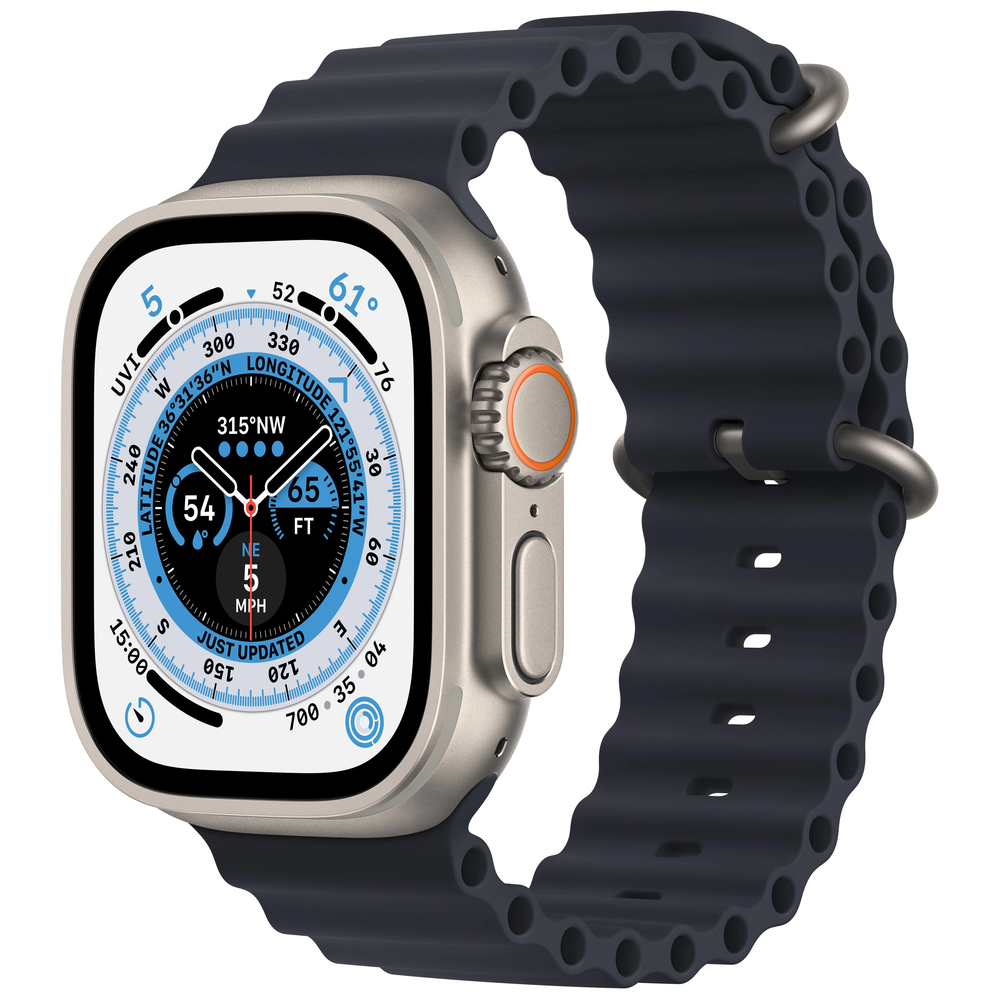 Apple Watch Ultra GPS + Cellular, 49 мм, корпус из титана, ремешок Ocean цвета «тёмная ночь» Apple Watch Ultra GPS + Cellular, 49 мм, корпус из титана, ремешок Ocean цвета «тёмная ночь»