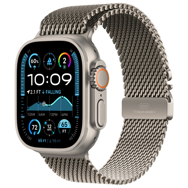 Apple Watch Ultra 2 GPS + Cellular, 49 мм, корпус из бежевого титана, ремешок Milanese черного цвета Apple Watch Ultra 2 GPS + Cellular, 49 мм, корпус из бежевого титана, ремешок Milanese черного цвета