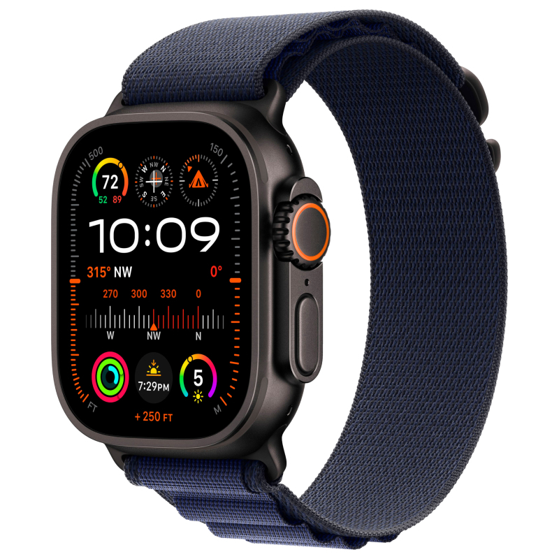 Apple Watch Ultra 2 GPS + Cellular, 49 мм, корпус из черного титана, ремешок Alpine темно-синего цве Apple Watch Ultra 2 GPS + Cellular, 49 мм, корпус из черного титана, ремешок Alpine темно-синего цве