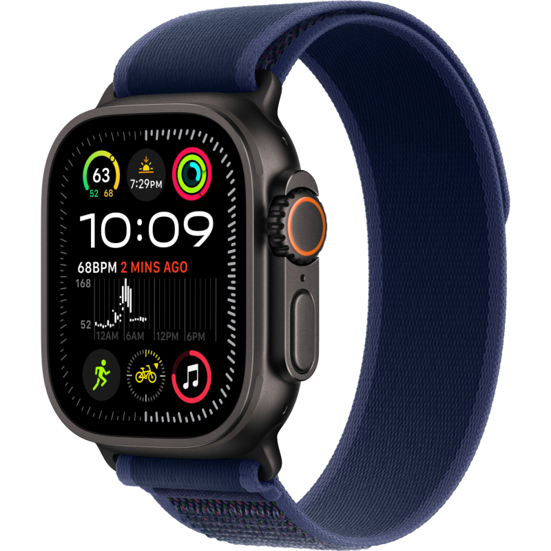 Apple Watch Ultra 2 GPS + Cellular, 49 мм, корпус черного из титана, ремешок Trail голубого цвета Apple Watch Ultra 2 GPS + Cellular, 49 мм, корпус черного из титана, ремешок Trail голубого цвета