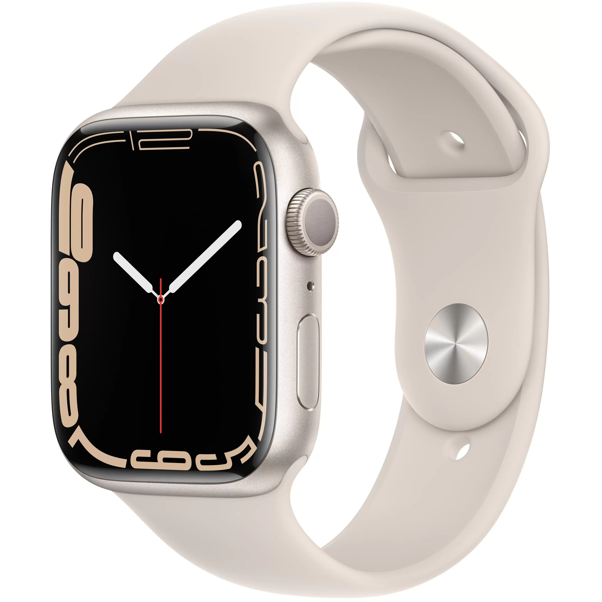 Apple Watch Series 7, 45 мм, корпус из алюминия цвета «сияющая звезда», спортивный ремешок «сияющая 