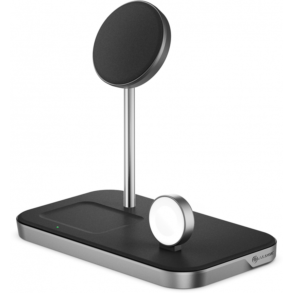 Беспроводное зарядное устройство Alogic MagSpeed 3 в 1, с поддержкой MagSafe, 15ВТ. Цвет черный.