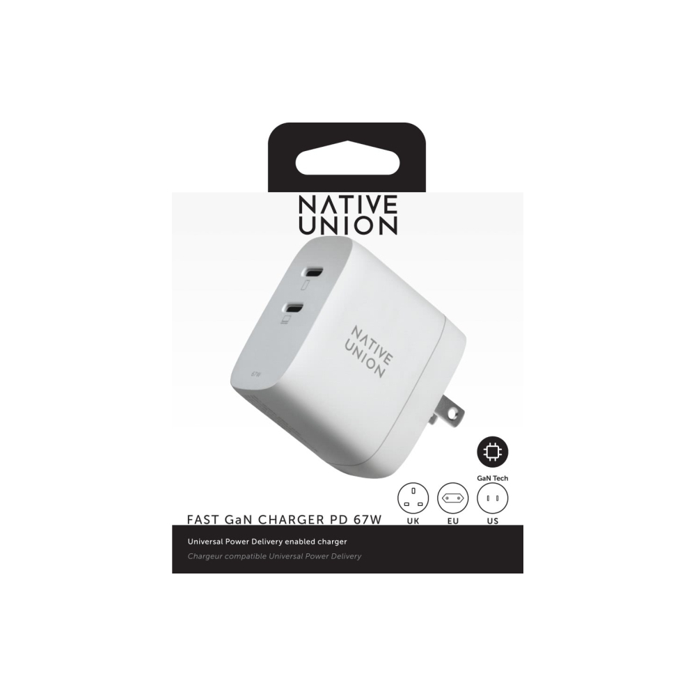 FAST-PD67-WHT-INT FAST GAN CHARGER PD 67WWHITE-INTL, СЗУ 67W,  разъёмы 2 USB-C . Цвет: белый