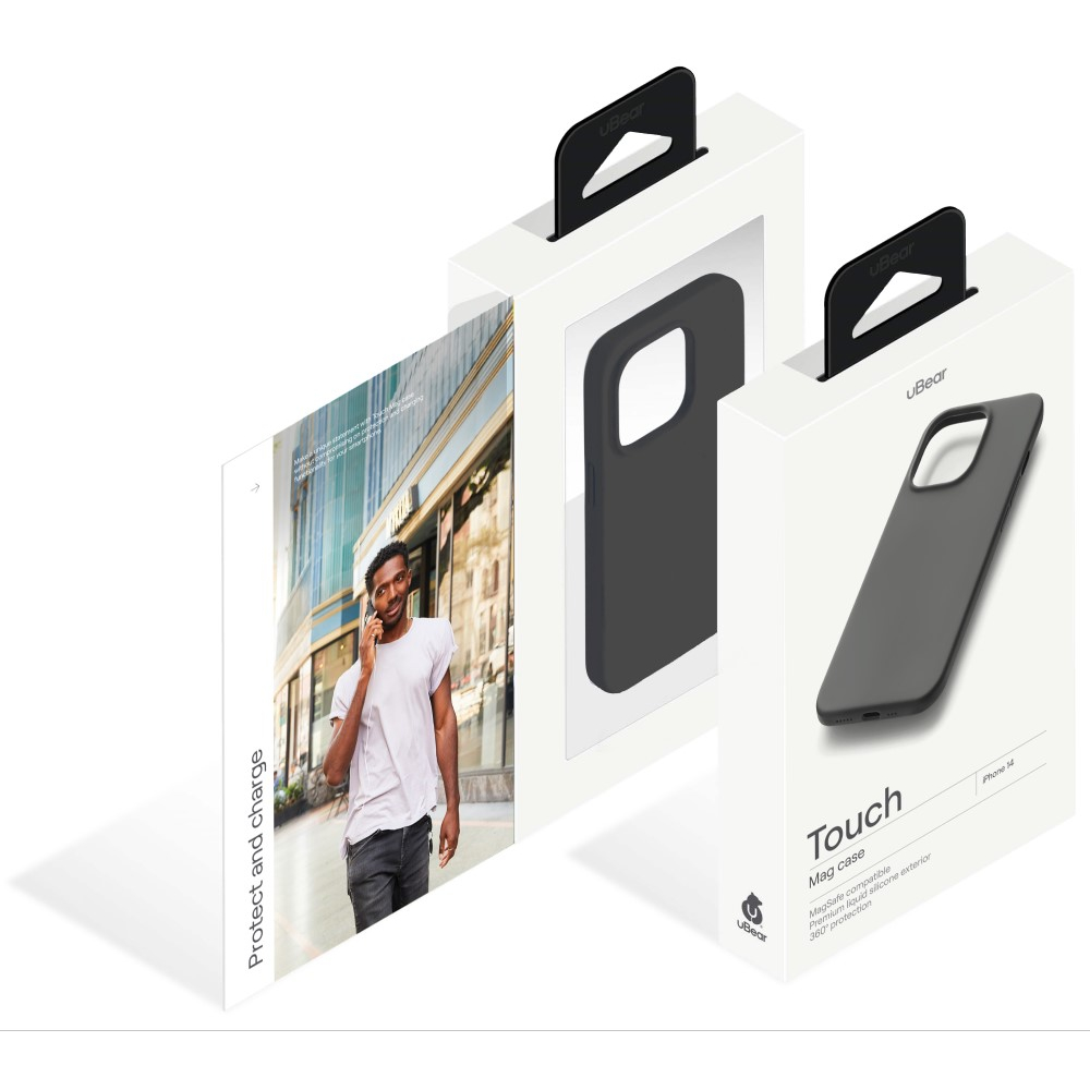 Чехол защитный Touch Mag Case , iPhone 14, силикон , софт-тач, чёрный