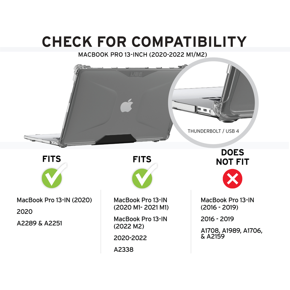 Чехол-накладка UAG Plyo Ice для MacBook Pro 13" (2020-2022 M1/M2), «матовый лёд»