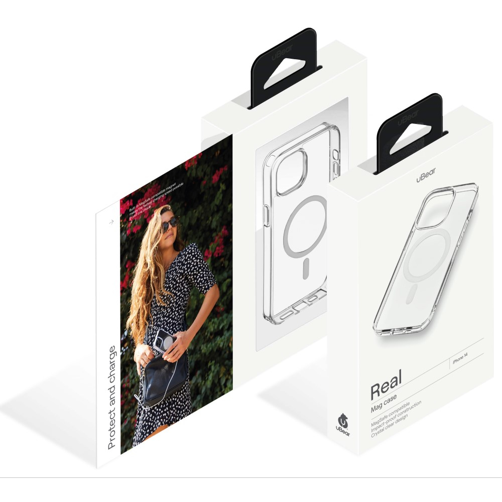 Чехол защитный Real Mag Case , iPhone 14, усиленный, прозр.