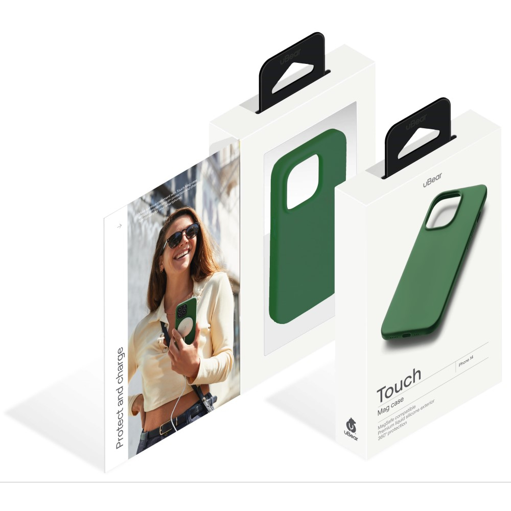 Чехол защитный Touch Mag Case , iPhone 14, силикон , софт-тач, зелёный