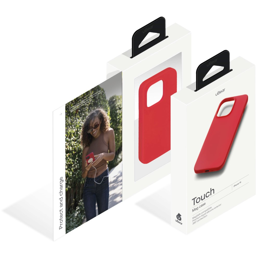 Чехол защитный Touch Mag Case , iPhone 14, силикон , софт-тач, красный
