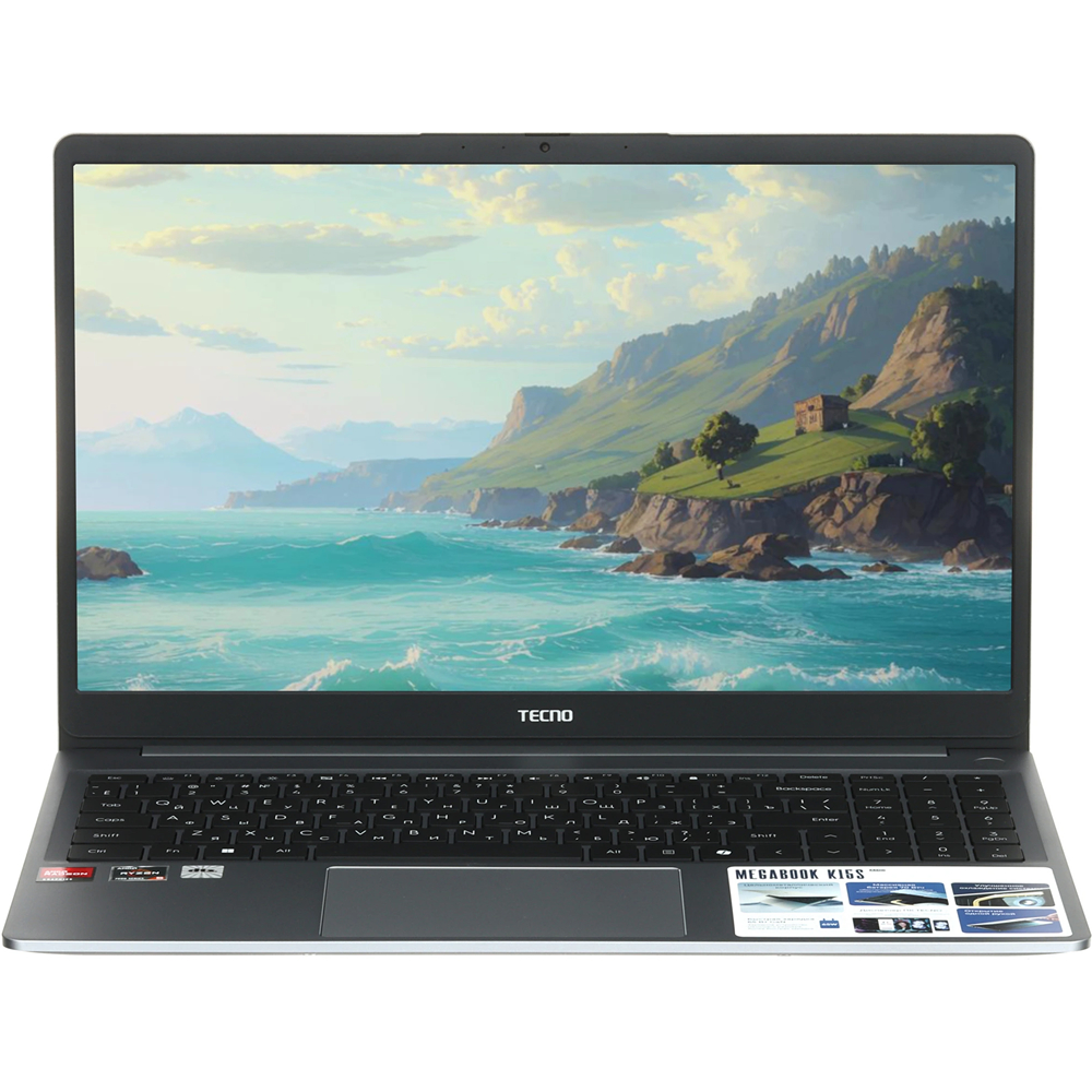 15.6" Ноутбук Tecno MegaBook K15SDA, AMD Ryzen 5 7430U, RAM 16 ГБ, SSD 512 ГБ, AMD Radeon Graphics, Windows 11 Home, серый (71005000257)