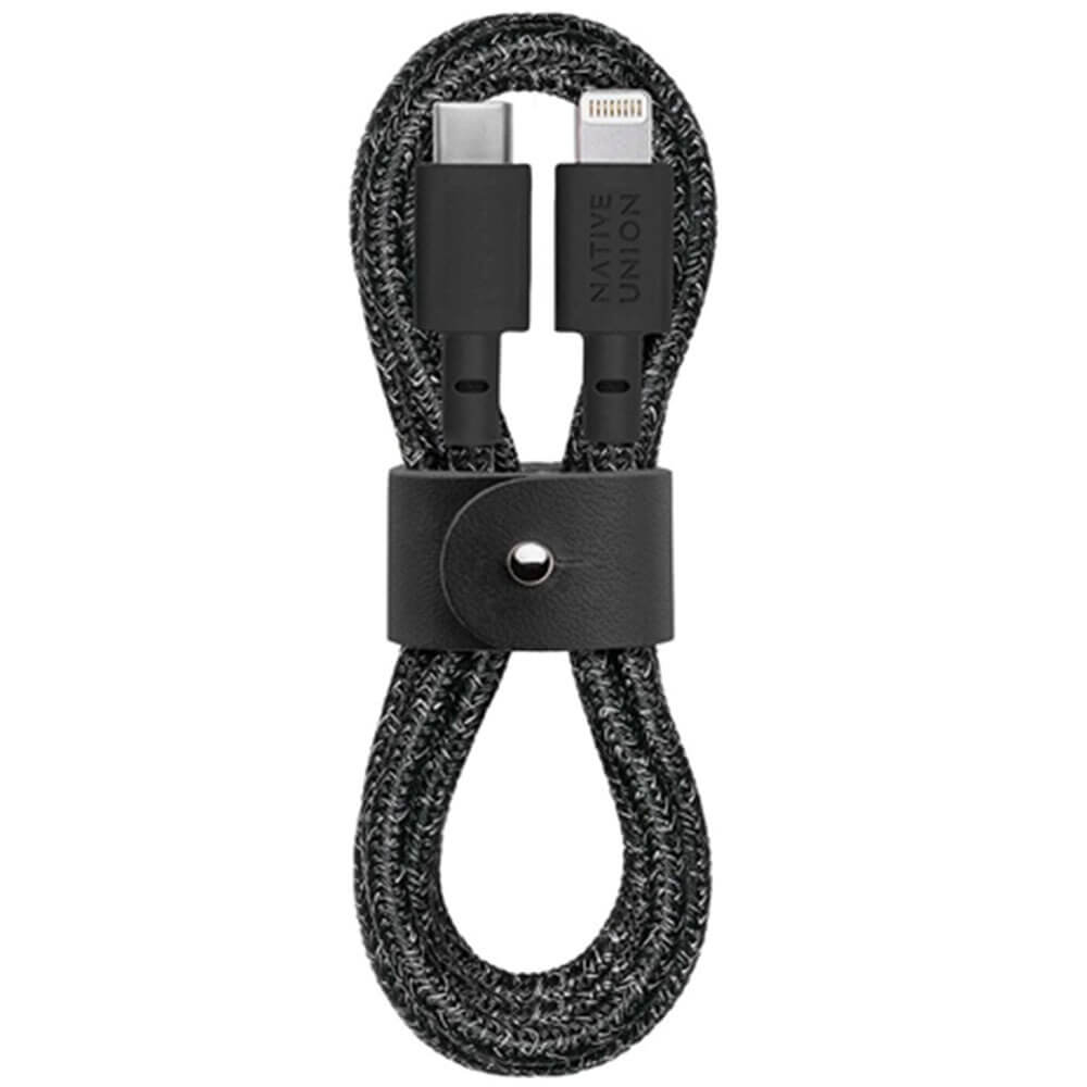 BELT CABLE, кабель зарядный USB-C/LIGHTNING, длина 1,2м., цвет: чёрный космос